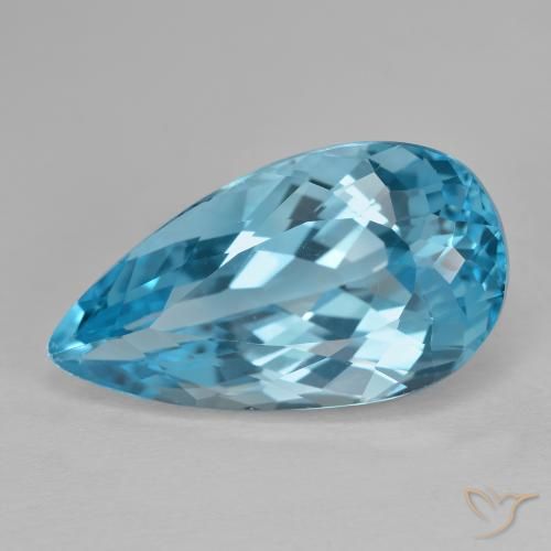 15.43ct 자연스러운 스위스 블루 황옥, 배 모양, VVS-VS