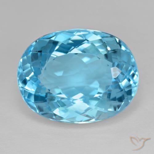 21.25ct 자연스러운 스위스 블루 황옥, 타원형, VS