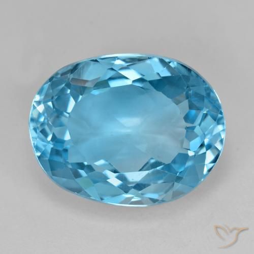 19.96ct 자연스러운 스위스 블루 황옥, 타원형, VS