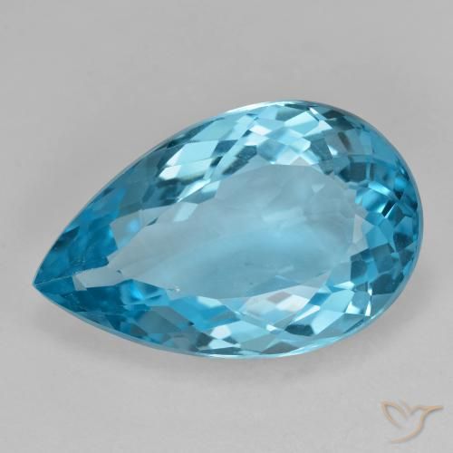 21.08ct 자연스러운 스위스 블루 황옥, 배 모양, VS