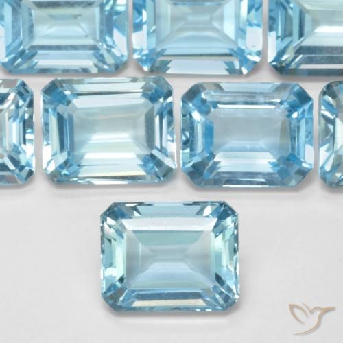 3.95ct 자연스러운 스위스 블루 황옥, 에메랄드 컷, VVS-VS