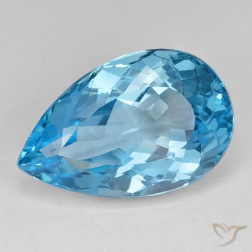 26.23ct 자연스러운 하늘색 황옥, 배 모양, VVS-VS