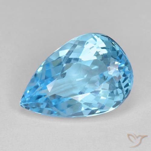 12.05ct 자연스러운 하늘색 황옥, 배 모양, VVS-VS
