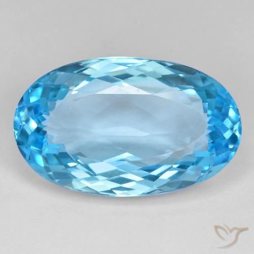 29.65ct 자연스러운 하늘색 황옥, 타원형, VVS-VS