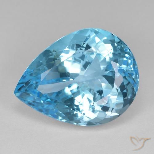 25.31ct 자연스러운 스위스 블루 황옥, 배 모양, VVS-VS