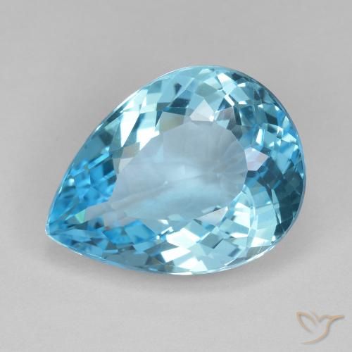 14.22ct 자연스러운 스위스 블루 황옥, 배 모양, VVS-VS