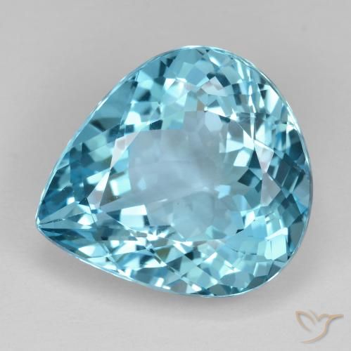 21.31ct 자연스러운 스위스 블루 황옥, 배 모양, VVS-VS