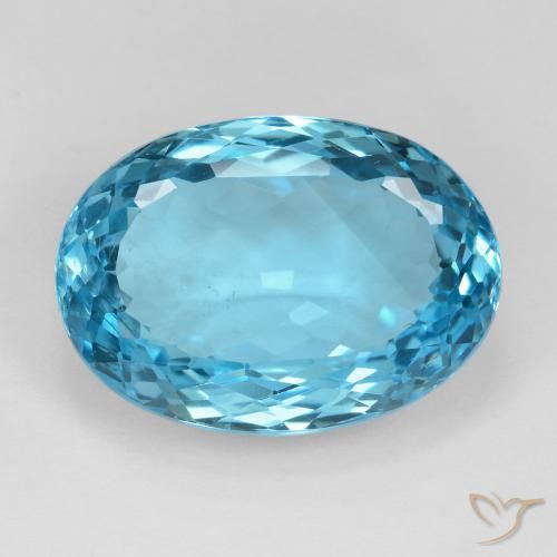 24.69ct 자연스러운 스위스 블루 황옥, 타원형, VS