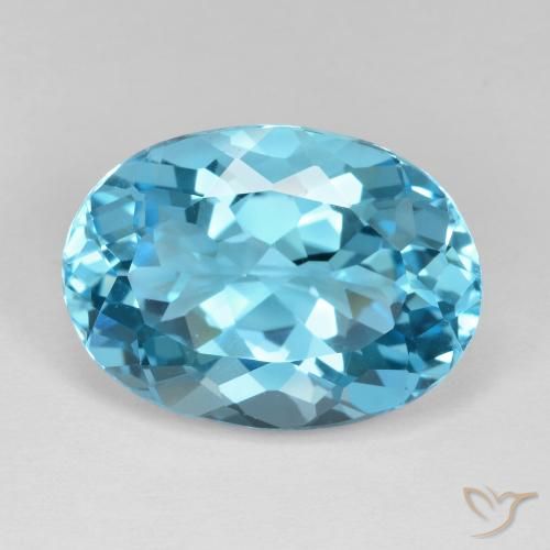 18.38ct 자연스러운 스위스 블루 황옥, 타원형, VVS