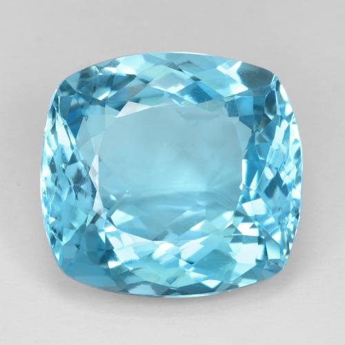 25.44캐럿 천연 스위스 블루 토파즈, 쿠션 컷, 18.1×17 mm, VVS