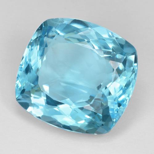 25.44캐럿 천연 스위스 블루 토파즈, 쿠션 컷, 18.1×17 mm, VVS