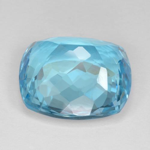 25.44캐럿 천연 스위스 블루 토파즈, 쿠션 컷, 18.1×17 mm, VVS