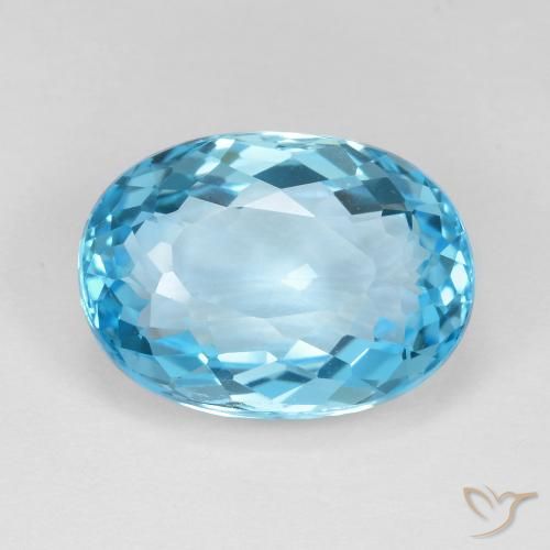 13.36ct 자연스러운 스위스 블루 황옥, 타원형, VVS