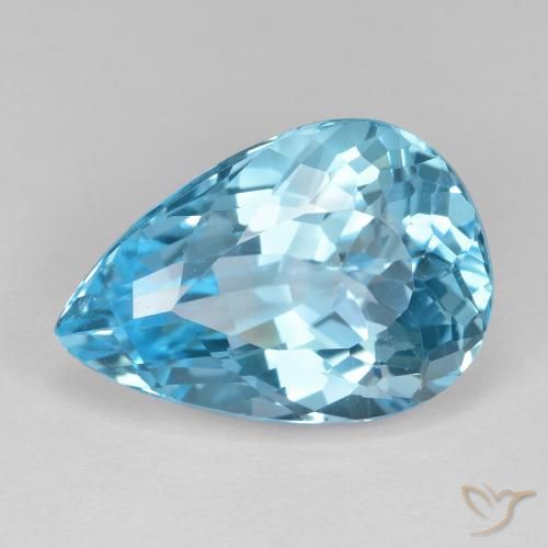 17.77ct 자연스러운 스위스 블루 황옥, 배 모양, VVS
