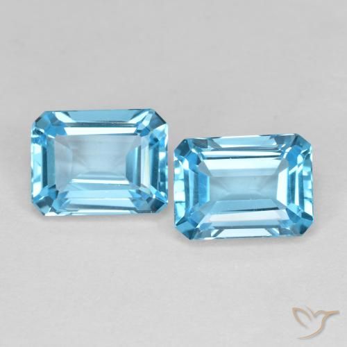 3.88ctw 자연스러운 스위스 블루 황옥, 에메랄드 컷, VVS-VS
