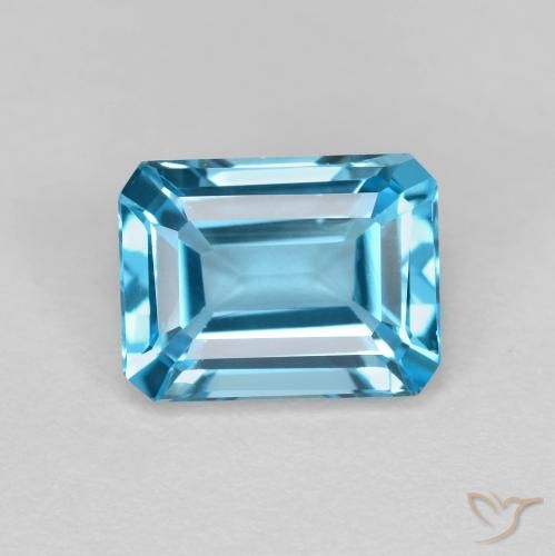1.92ct 자연스러운 스위스 블루 황옥, 에메랄드 컷, VVS
