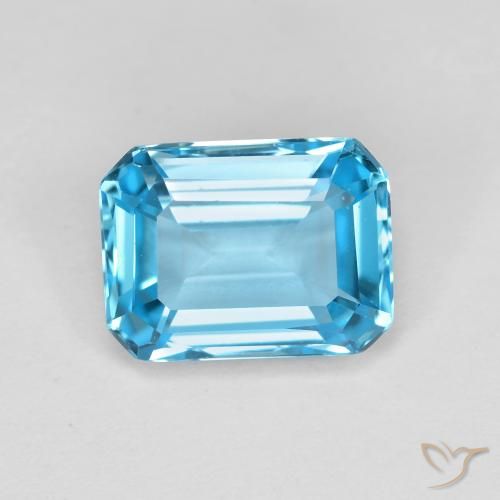 2.04ct 자연스러운 스위스 블루 황옥, 에메랄드 컷, VVS