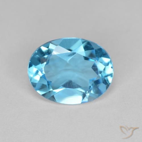2.15ct 자연스러운 스위스 블루 황옥, 타원형, VVS-VS