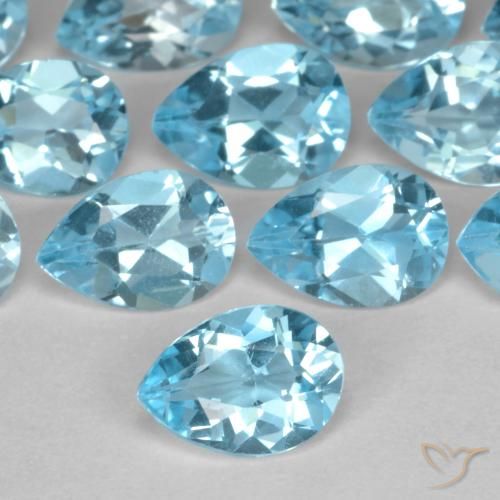 0.85ct 자연스러운 스위스 블루 황옥, 배 모양, VVS-VS