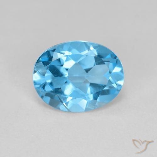 1.76ct 자연스러운 스위스 블루 황옥, 타원형, VS