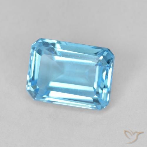 2.06ct 자연스러운 스위스 블루 황옥, 에메랄드 컷, VVS