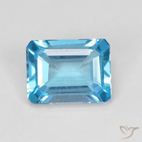 1.95ct 자연스러운 스위스 블루 황옥, 에메랄드 컷, VVS
