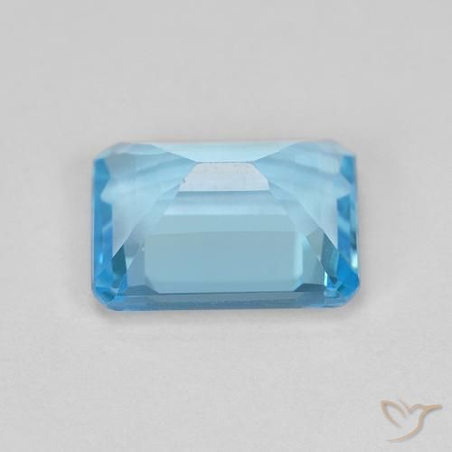 1.95캐럿 천연 스위스 블루 황옥, 옥타곤 / 에메랄드 컷, VVS