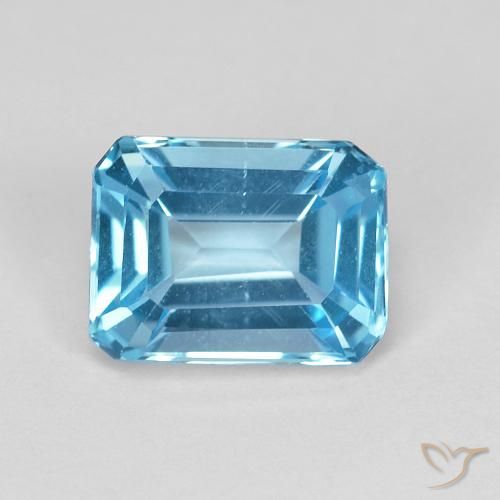 2.08ct 자연스러운 스위스 블루 황옥, 에메랄드 컷, VVS
