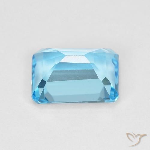 1.91캐럿 천연 스위스 블루 황옥, 옥타곤 / 에메랄드 컷, VVS