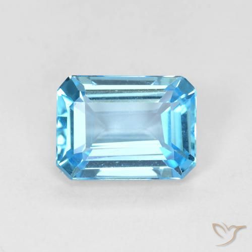 1.99ct 자연스러운 스위스 블루 황옥, 에메랄드 컷, VVS