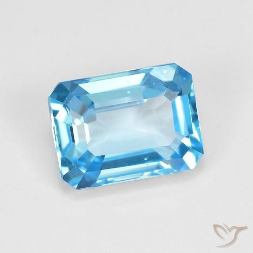 2.07ct 자연스러운 스위스 블루 황옥, 에메랄드 컷, VVS