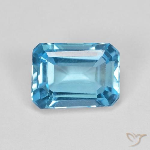 1.90ct 자연스러운 스위스 블루 황옥, 에메랄드 컷, VVS
