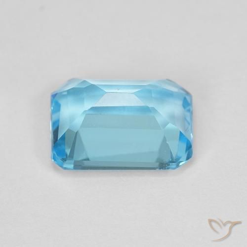 1.90캐럿 천연 스위스 블루 황옥, 옥타곤 / 에메랄드 컷, VVS