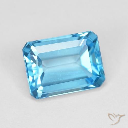 2.16ct 자연스러운 스위스 블루 황옥, 에메랄드 컷, VVS