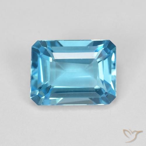 2.06ct 자연스러운 스위스 블루 황옥, 에메랄드 컷, VVS