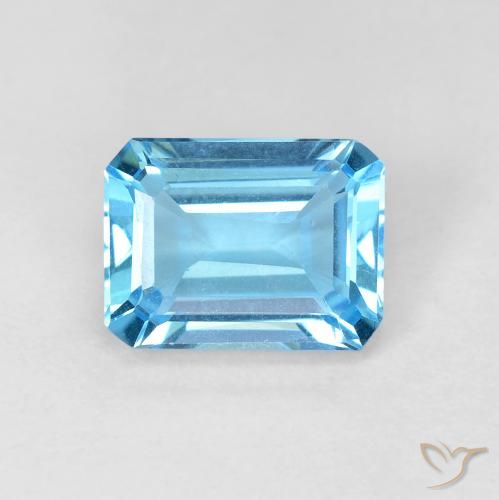 1.90ct 자연스러운 스위스 블루 황옥, 에메랄드 컷, VVS