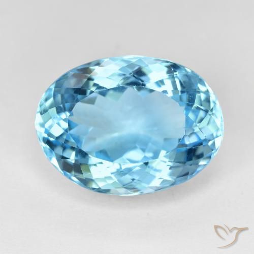 15.84ct 자연스러운 스위스 블루 황옥, 타원형, VVS