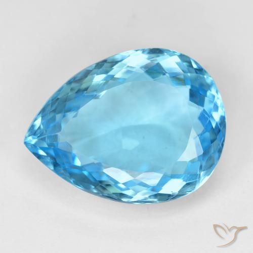 16.13ct 자연스러운 스위스 블루 황옥, 배 모양, VVS