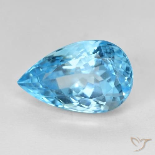 9.52ct 자연스러운 스위스 블루 황옥, 배 모양, VVS-VS