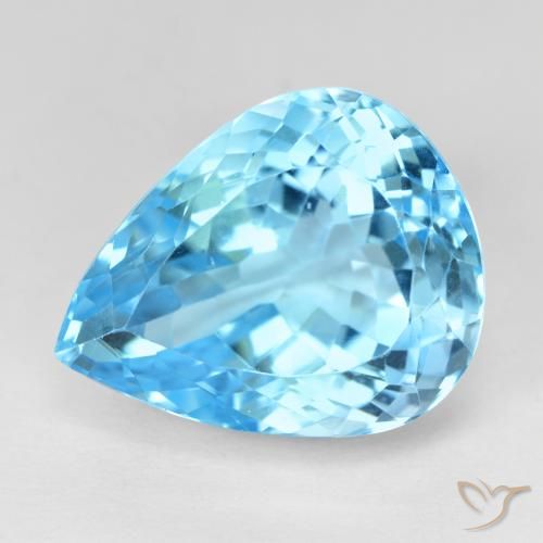 20.97ct 자연스러운 스위스 블루 황옥, 배 모양, VVS