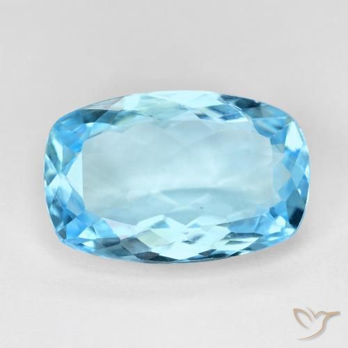 10.74ct 자연스러운 스위스 블루 황옥, 방석, VVS