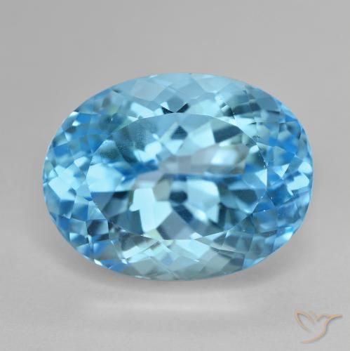 21.41ct 자연스러운 스위스 블루 황옥, 타원형, VVS-VS