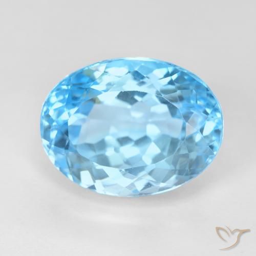 12.83ct 자연스러운 스위스 블루 황옥, 타원형, VS