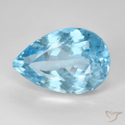 16.76ct 자연스러운 하늘색 황옥, 배 모양, VS-SI