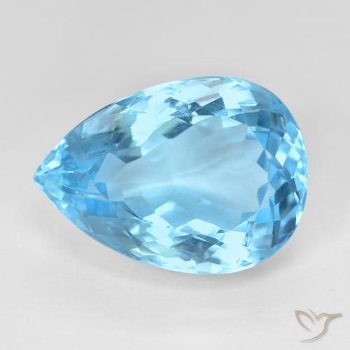 15.36ct 자연스러운 스위스 블루 황옥, 배 모양, VS