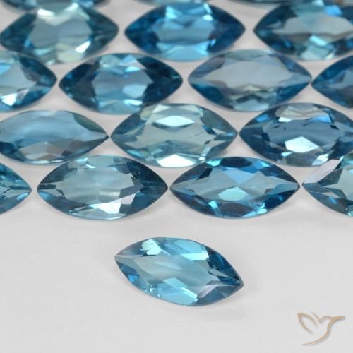 1.10캐럿 천연 런던 블루 토파즈, 마퀴즈, 10.1×5.1 mm, VS