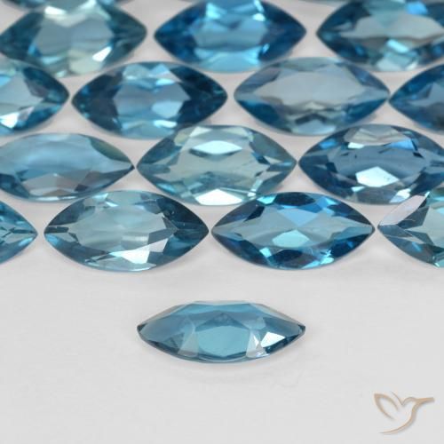 1.10캐럿 천연 런던 블루 토파즈, 마퀴즈, 10.1×5.1 mm, VS