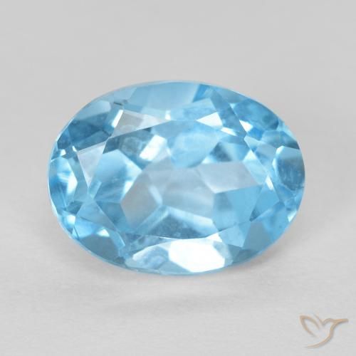 1.68ct 자연스러운 스위스 블루 황옥, 타원형, VVS-VS