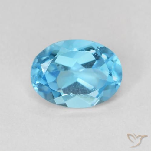 1.68ct 자연스러운 스위스 블루 황옥, 타원형, VS