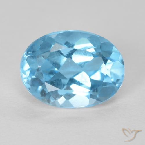 1.61ct 자연스러운 스위스 블루 황옥, 타원형, VS